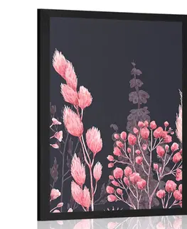 Květiny Plakát variace trávy v růžové barvě