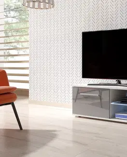 TV stolky Vivaldi TV stolek Moon s LED osvětlením 100 cm bílý mat/šedý lesk
