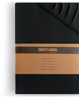 Prostěradla Bavlněné jersey prostěradlo s gumou DecoKing Amber černé, velikost 180-200x200+30