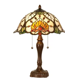 Svítidla Stolní lampa Tiffany Yellow Garden - Ø 40*50 cm 2x E27 Clayre & Eef 5LL-5390