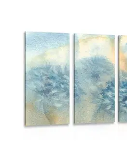 Obrazy květů 5-dílný obraz modrá pampeliška v akvarelovém provedení