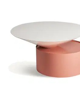 Designové a luxusní konferenční stolky Estila Luxusní art deco konferenční stolek Calla s moderním kruhovým designem bílá růžová 76 cm