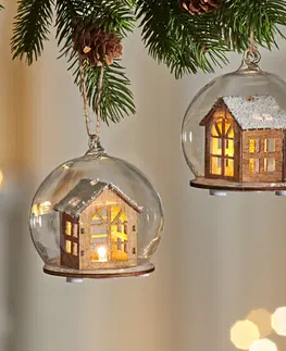 Svíčky a světelné dekorace LED skleněná dekorace Dřevěný dům