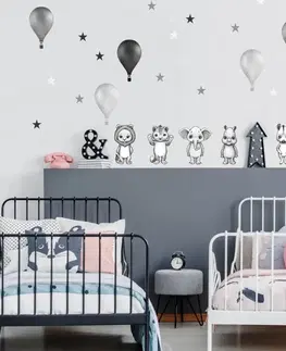 Samolepky na zeď Dětské samolepky na zeď - Černo-bílé INSPIO zvířátka s balony