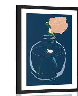 Vázy Plakát s paspartou romantický květ ve váze