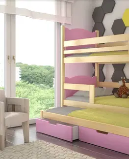 Postele ArtAdrk Dětská patrová postel LETICIA Barva: Borovice / růžová