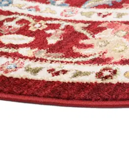 Kulaté a oválné koberce Červený kulatý koberec ve vintage stylu