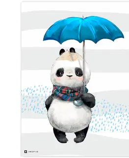 Obrazy do dětského pokoje Obrázek do dětského pokoje Panda s modrým deštníkem