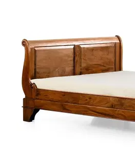 Luxusní a stylové postele Estila Rustikální luxusní manželská postel M-VINTAGE z masivního dřeva s vyřezávanými nožičkami 165cm