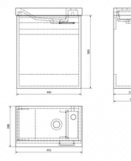 Koupelnový nábytek AQUALINE ZOJA/KERAMIA FRESH umyvadlová skříňka 44x50x25,3cm, dub platin 51046DP