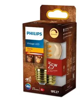 LED žárovky Philips LED filament žárovka E27 P45 3W (25W) 250lm 2200K stmívatelná, jantarová