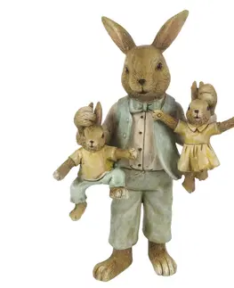 Velikonoční dekorace Velikonoční dekorace králičího tatínka s králíčky - 11*7*19 cm Clayre & Eef 6PR3273
