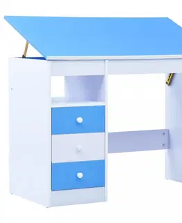 Dětské stoly a židle Dětský psací stůl náklopný Dekorhome Modrá