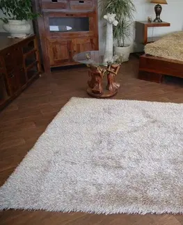 Koberce a koberečky Dywany Lusczow Kusový koberec LOVE SHAGGY béžový, velikost 80x150