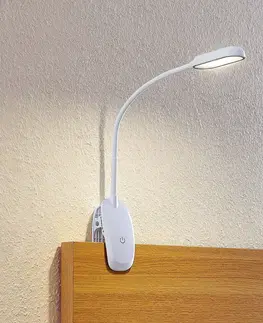 Stolní lampy a lampičky s klipem PRIOS Prios LED svítidlo Najari, bílé, dobíjecí baterie, USB, výška 51 cm