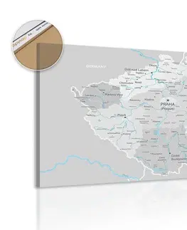 Obrazy na korku Obraz na korku šedá mapa Česka s kontrastem
