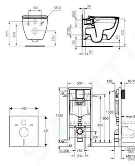 Záchody GROHE Rapid SL Set předstěnové instalace, klozetu a sedátka Tesi, softclose, rimless, tlačítka Skate Cosmopolitan, chrom 38528SET-KE