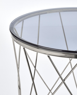 Konferenční stolky Odkládací stolek ZIGOTI, kouřové sklo/chrom