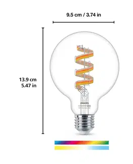 Chytré žárovky WiZ WiZ G95 LED filament globe WiFi E27 6,3W RGBW