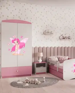 Dětské postýlky Kocot kids Dětská postel Babydreams víla s motýlky růžová, varianta 80x160, bez šuplíků, bez matrace