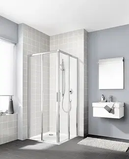 Sprchové kouty Kermi Cada XS /rohový vstup/ bezbariérové posuvné dveře 900x2000, čiré sklo clean, profil stříbrný lesk LEVÝ CKC2L09020VPK