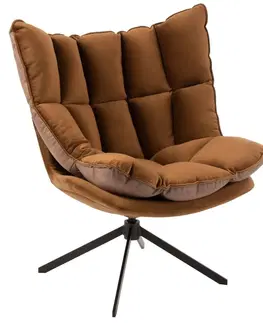 Křesla Hnědé sametové relaxační křeslo Chair Relax Bubby Brown - 78*73*92cm J-Line by Jolipa 5322