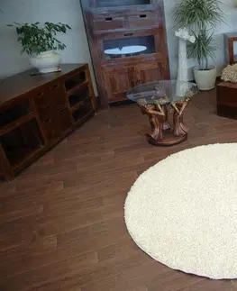 Koberce a koberečky Dywany Lusczow Kulatý koberec SHAGGY Hiza 5cm krémový, velikost kruh 80