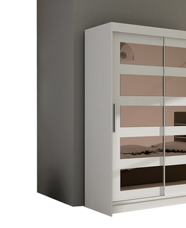 Šatní skříně Šatní skříň KENDI IV, bílý mat/zrcadlo