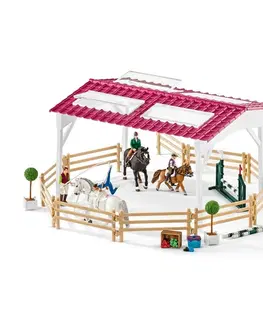 Dřevěné hračky Schleich 42389 Jezdecká škola s jezdci a koňmi