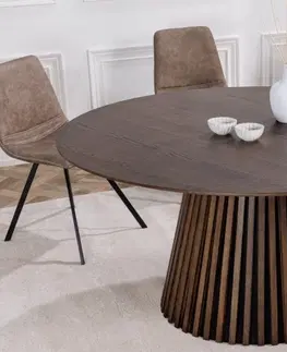 Designové a luxusní jídelní stoly Estila Moderní jídelní stůl Davidson ze dřeva kulatý tmavě hnědý dub 120cm