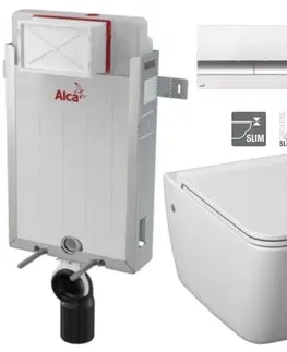 WC sedátka ALCADRAIN Renovmodul předstěnový instalační systém s bílým/ chrom tlačítkem M1720-1 + WC JIKA PURE + SEDÁTKO SLOWCLOSE AM115/1000 M1720-1 PU2