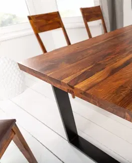 Jídelní stoly LuxD Designový jídelní stůl Thunder 140 cm sheesham hnědý - Skladem