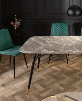 Designové a luxusní jídelní stoly Estila Retro jedinečný jídelní stůl Forisma s šedou povrchovou deskou s mramorovým vzhledem 180 cm