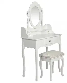 Toaletní Toaletní stolek s taburetem bílá Dekorhome