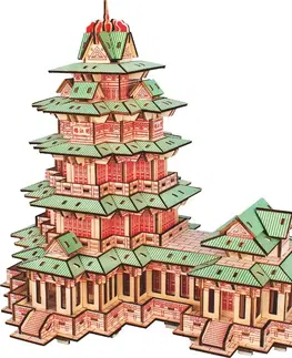 3D puzzle Woodcraft construction kit Dřevěné 3D puzzle Woodcraft YueJiang Tower červená