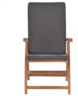 Zahradní křesla a židle Polohovací zahradní židle 2 ks teakové dřevo Dekorhome Krémová