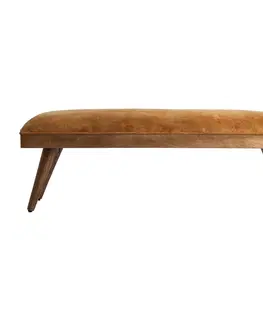 Stylové a luxusní lavice Estila Koloniální designová lavice Alvaro v hořčicové barvě 117cm