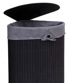 Koše na prádlo TZB Rohový bambusový koš na prádlo 60L černý