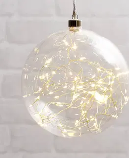 Vánoční osvětlení do oken STAR TRADING Glow LED dekorační koule ze skla, Ø 20 cm čirá