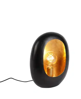 Stolni lampy Designová stolní lampa černá se zlatým vnitřkem 36 cm - Cova