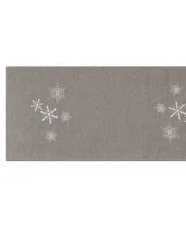 Ubrusy BO-MA Trading Vánoční běhoun Vločky šedá, 40 x 90 cm