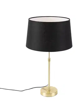 Stolni lampy Stolní lampa zlatá / mosazná s odstínem černého lnu 35 cm - Parte