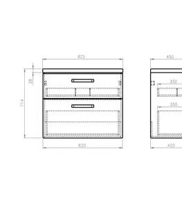 Koupelnový nábytek AQUALINE VEGA sestava koupelnového nábytku, š. 82,5 cm, bílá/dub platin VG083-01