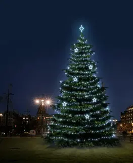 Sady na stromy DecoLED LED světelná sada na stromy vysoké 12-14m, ledová bílá s dekory EFD11