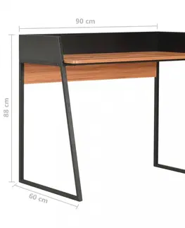 Pracovní stoly Psací stůl DTD / kov Dekorhome Černá / hnědá