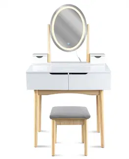 Toaletní stolky ArtJum Toaletní stolek WERRY s oválným LED zrcadlem