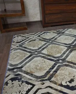 Koberce a koberečky Dywany Lusczow Kusový koberec DROP JASMINE 031 mlha / tmavě modrý, velikost 133x190