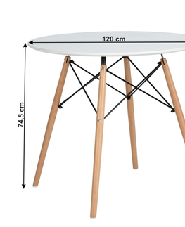 Jídelní stoly Jídelní stůl LIAM, bílý mat/buk