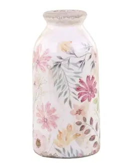 Dekorativní vázy Keramická dekorační váza s květy Floral Auray - Ø 7*15cm Chic Antique 65077719 (65777-19)