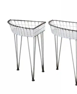 Konferenční stolky 3ks krémový kovový vintage stolek Vivie s patinou - 65*47*51cm Chic Antique 40242-19